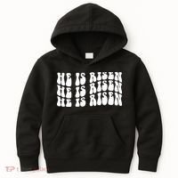 He Is Risen Jesus Retro Groovy Easter Kids Hoodie thumb 0