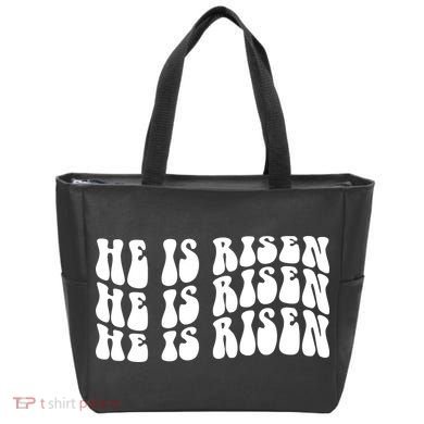 He Is Risen Jesus Retro Groovy Easter Tote Bag