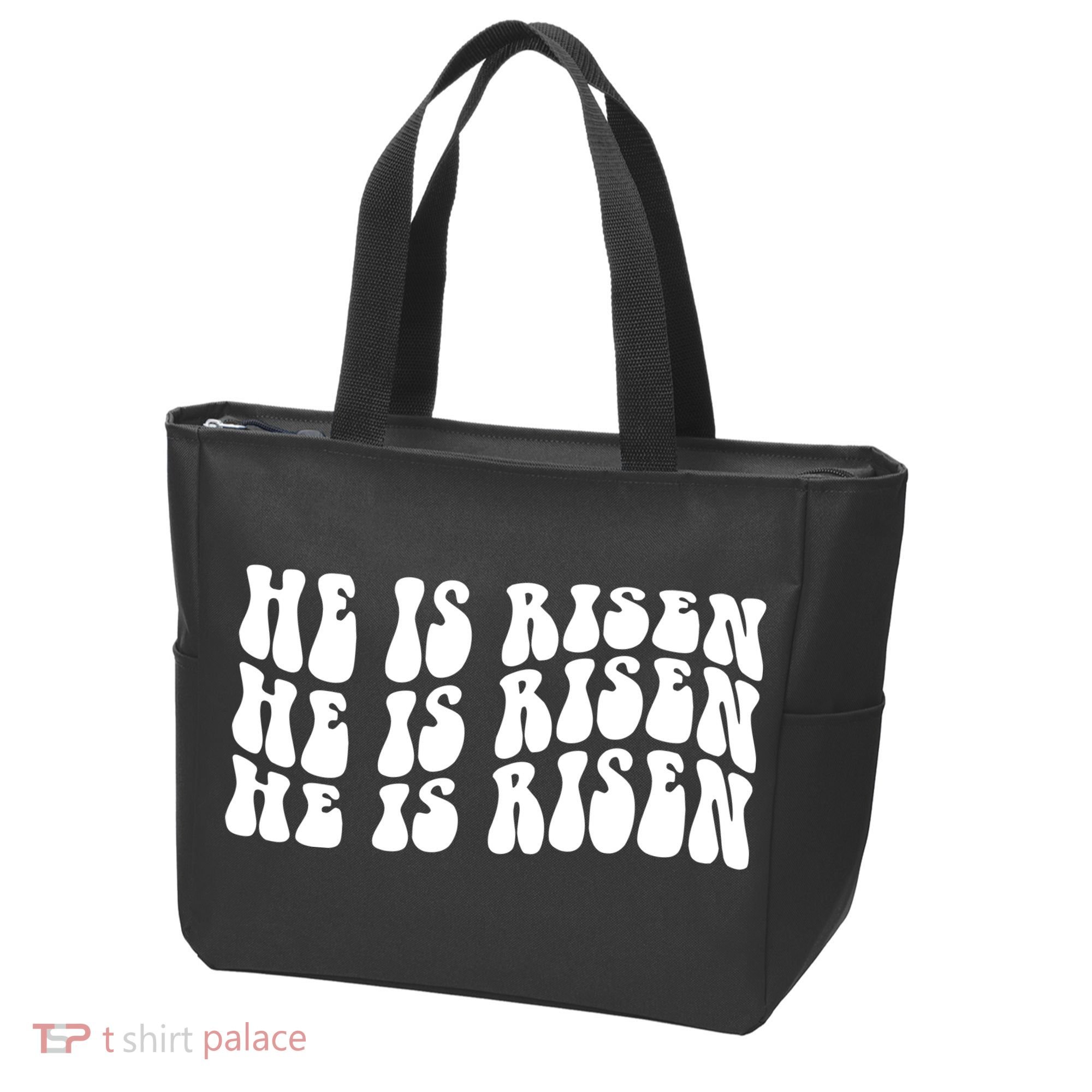 He Is Risen Jesus Retro Groovy Easter Tote Bag