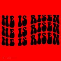 He Is Risen Jesus Retro Groovy Easter Santa Hat thumb 1