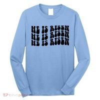 He Is Risen Jesus Retro Groovy Easter Long Sleeve Shirt thumb 0