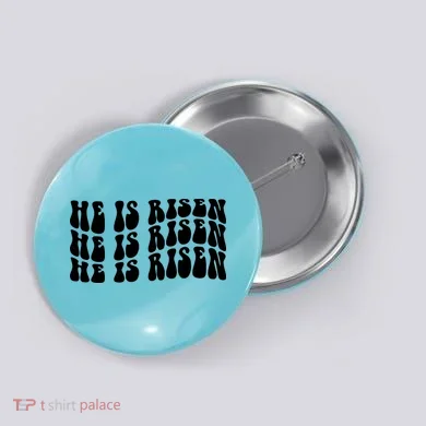 He Is Risen Jesus Retro Groovy Easter Button