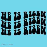 He Is Risen Jesus Retro Groovy Easter Button thumb 1