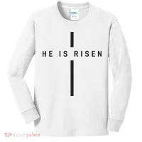 He Is Risen Jesus For Christians Easter Kids Long Sleeve Shirt thumb 0
