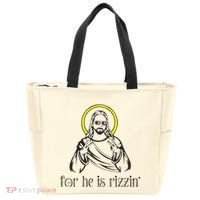 He Is Rizzin Funny Christian Religious Easter Sunday Tote Bag thumb 0