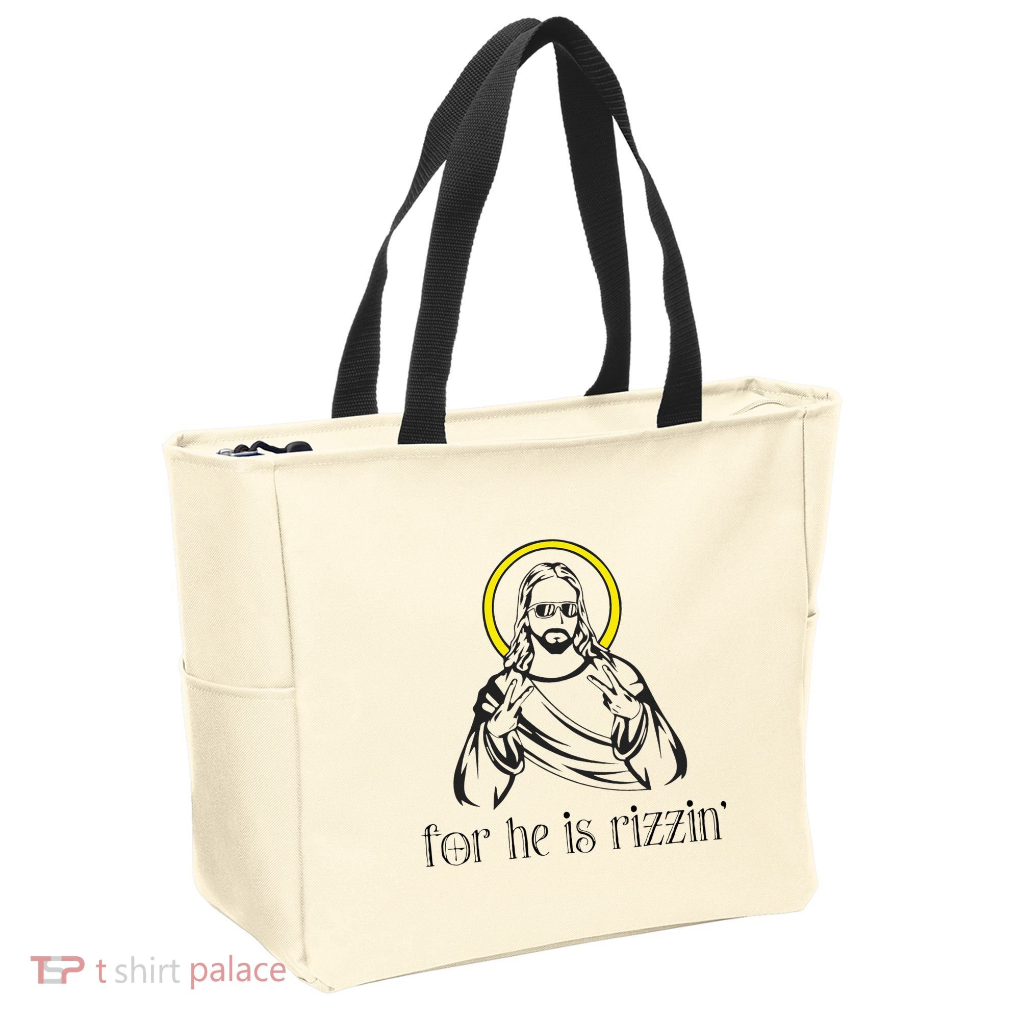 He Is Rizzin Funny Christian Religious Easter Sunday Tote Bag