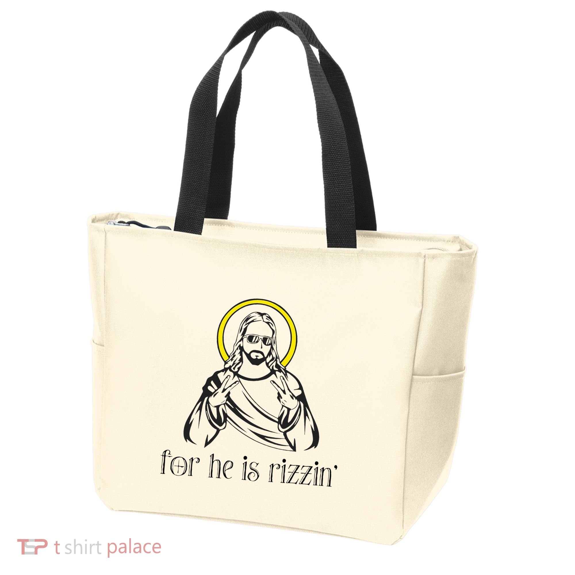 He Is Rizzin Funny Christian Religious Easter Sunday Tote Bag