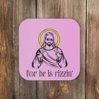 He Is Rizzin Funny Christian Religious Easter Sunday Coaster thumb 0