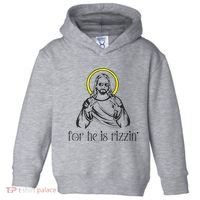 He Is Rizzin Funny Christian Religious Easter Sunday Toddler Hoodie thumb 0