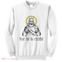 He Is Rizzin Funny Christian Religious Easter Sunday Sweatshirt thumb 0