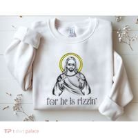 He Is Rizzin Funny Christian Religious Easter Sunday Sweatshirt thumb 2