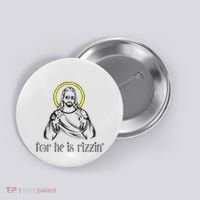 He Is Rizzin Funny Christian Religious Easter Sunday Button thumb 0