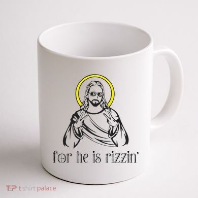 He Is Rizzin Funny Christian Religious Easter Sunday Coffee Mug back