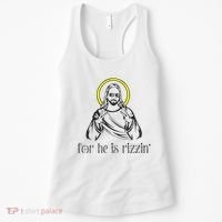 He Is Rizzin Funny Christian Religious Easter Sunday Women's Tank Top thumb 0