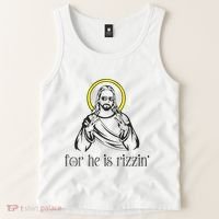 He Is Rizzin Funny Christian Religious Easter Sunday Tank Top thumb 2