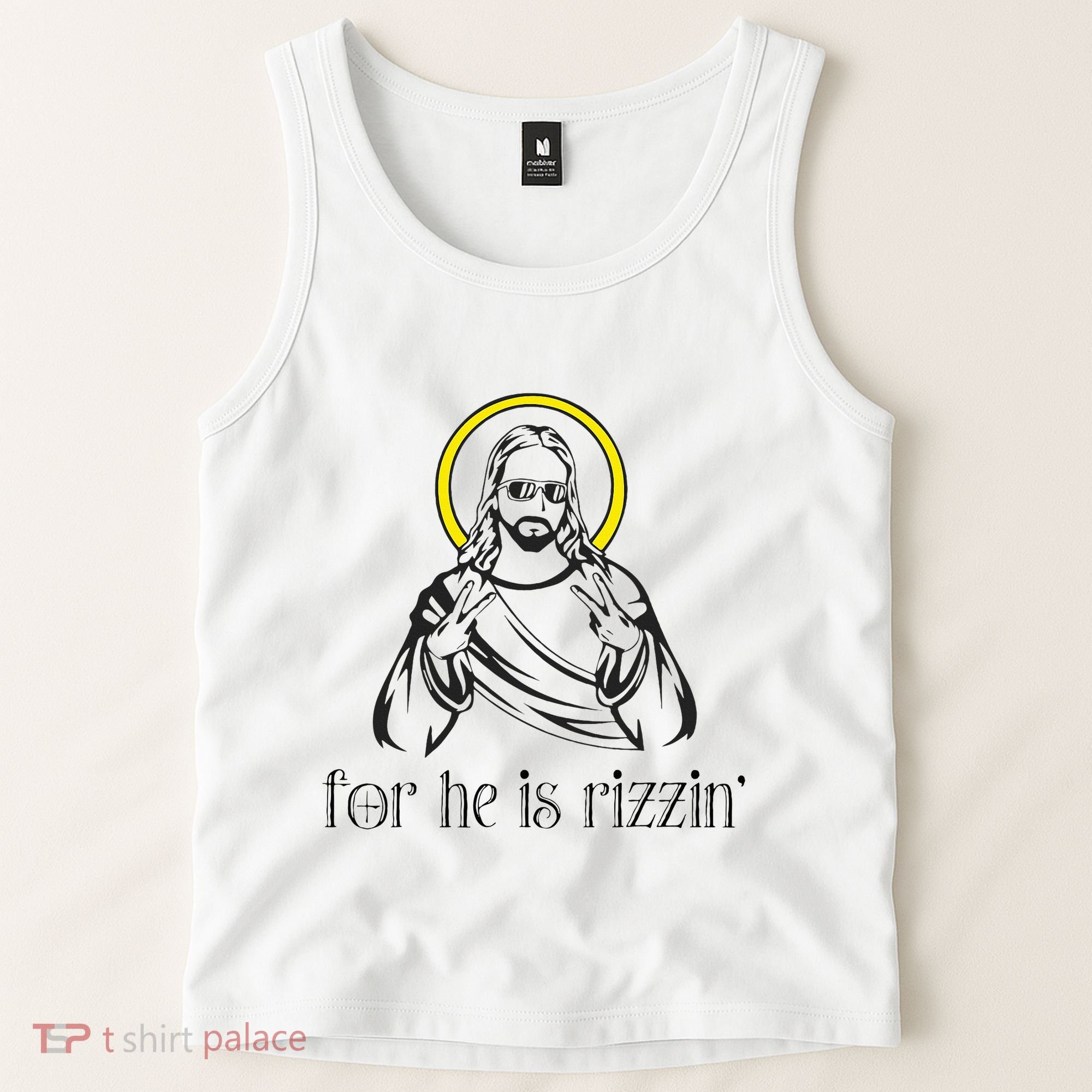 He Is Rizzin Funny Christian Religious Easter Sunday Tank Top