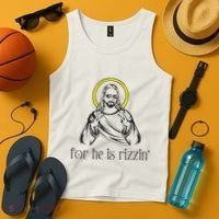 He Is Rizzin Funny Christian Religious Easter Sunday Tank Top thumb 4