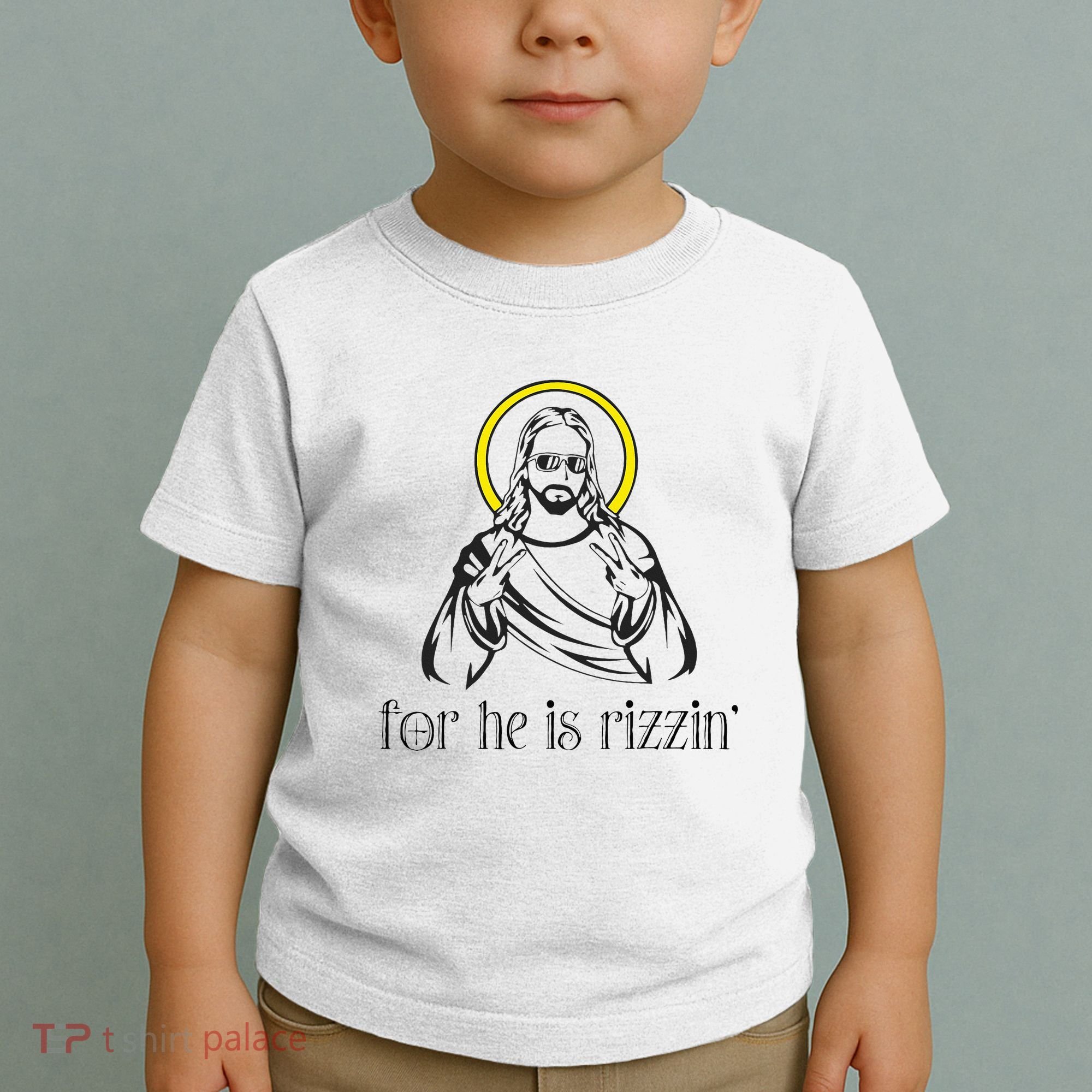 He Is Rizzin Funny Christian Religious Easter Sunday Toddler T-Shirt