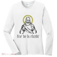 He Is Rizzin Funny Christian Religious Easter Sunday Women's Long Sleeve Shirt thumb 0