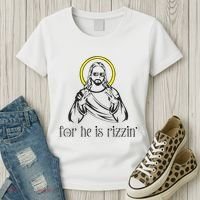He Is Rizzin Funny Christian Religious Easter Sunday Women's T-Shirt thumb 3