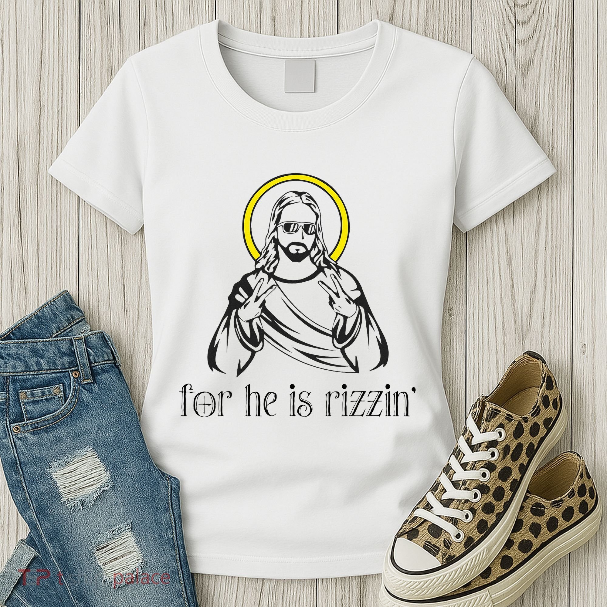 He Is Rizzin Funny Christian Religious Easter Sunday Women's T-Shirt