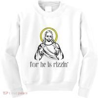 He Is Rizzin Funny Christian Religious Easter Sunday Kids Sweatshirt thumb 0