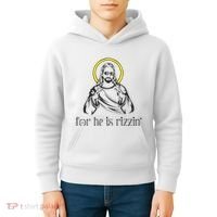 He Is Rizzin Funny Christian Religious Easter Sunday Kids Hoodie thumb 4
