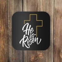 He Is Risen Easter Cross Christian Coaster thumb 0