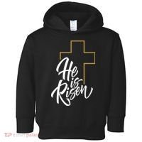 He Is Risen Easter Cross Christian Toddler Hoodie thumb 0