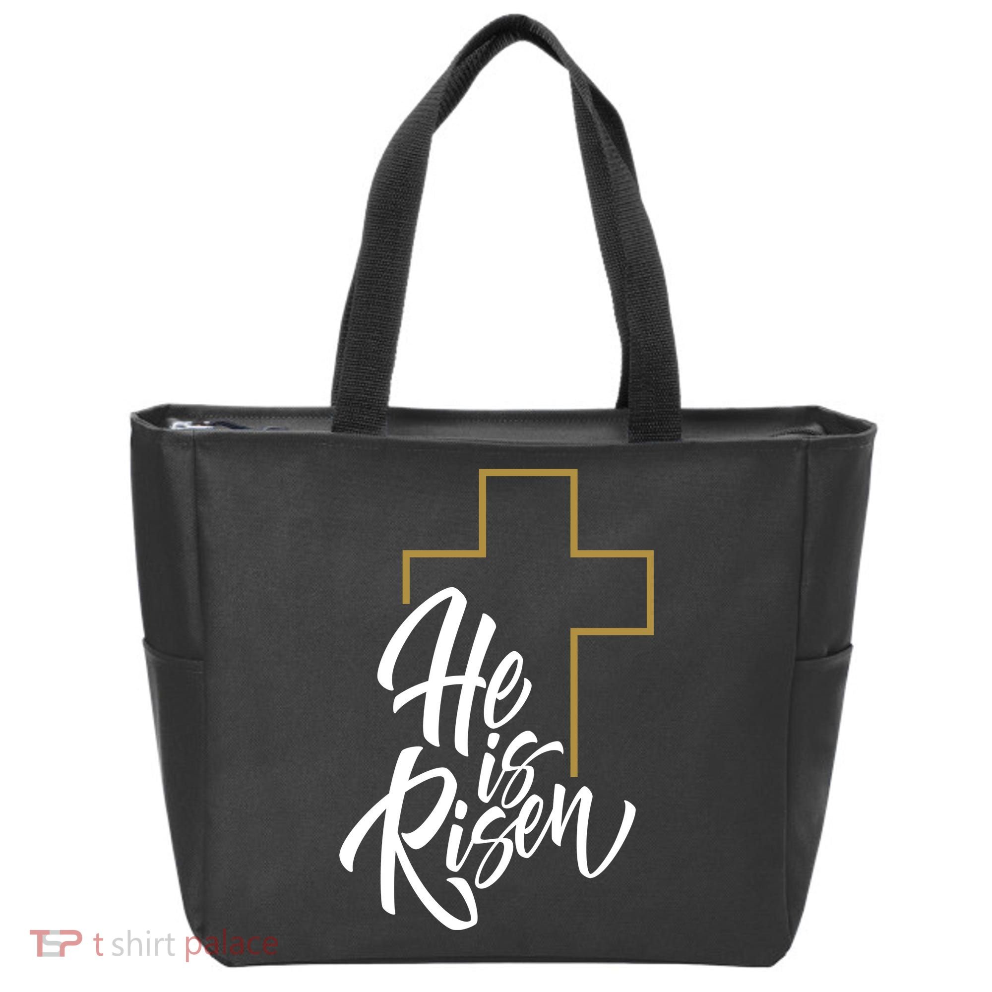 He Is Risen Easter Cross Christian Tote Bag