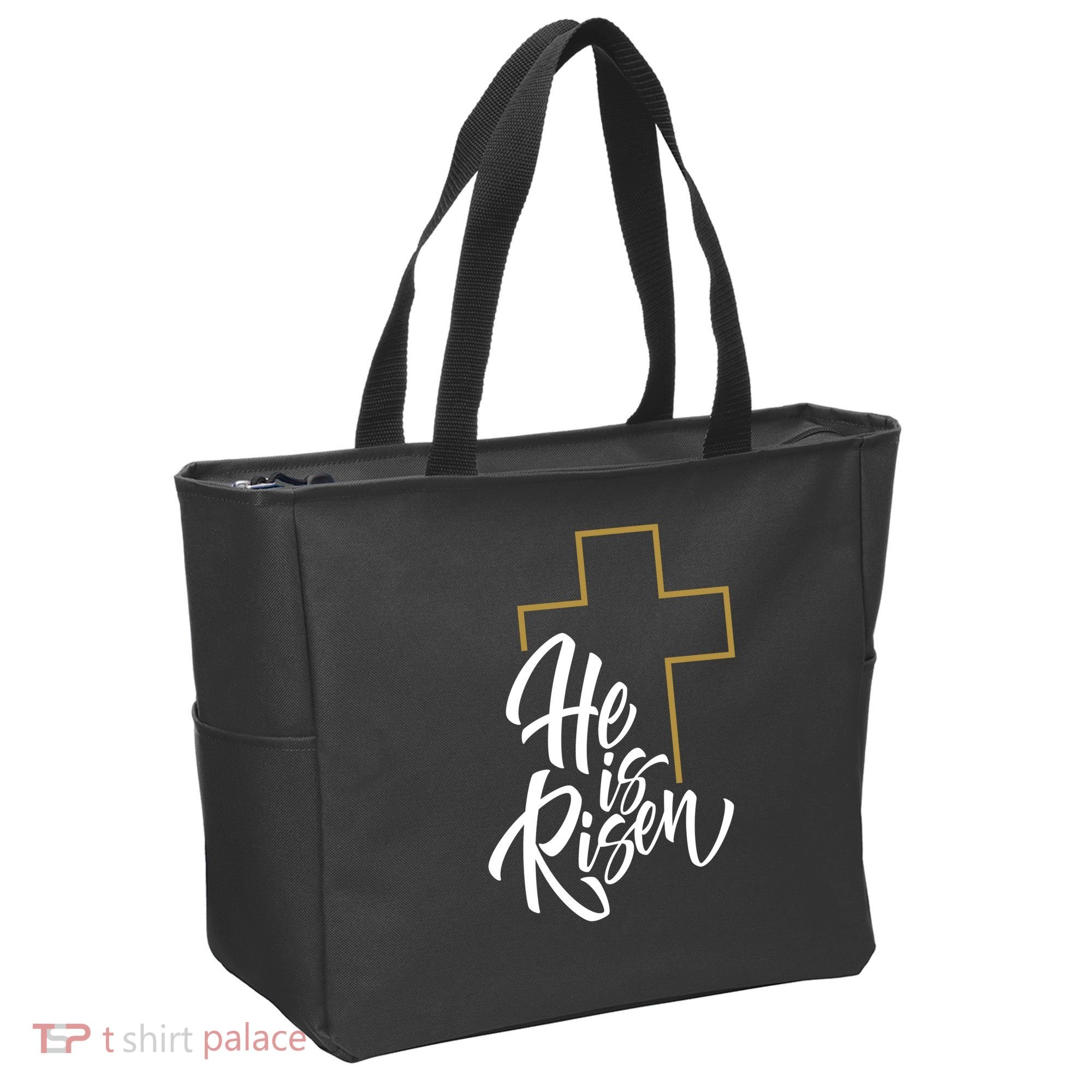He Is Risen Easter Cross Christian Tote Bag