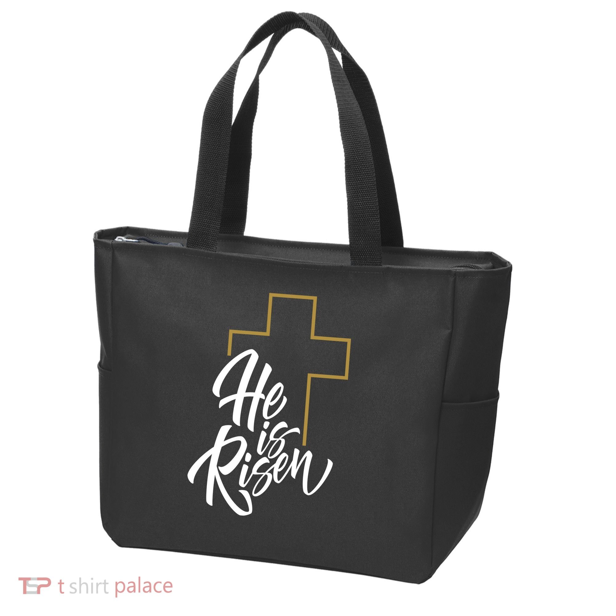 He Is Risen Easter Cross Christian Tote Bag