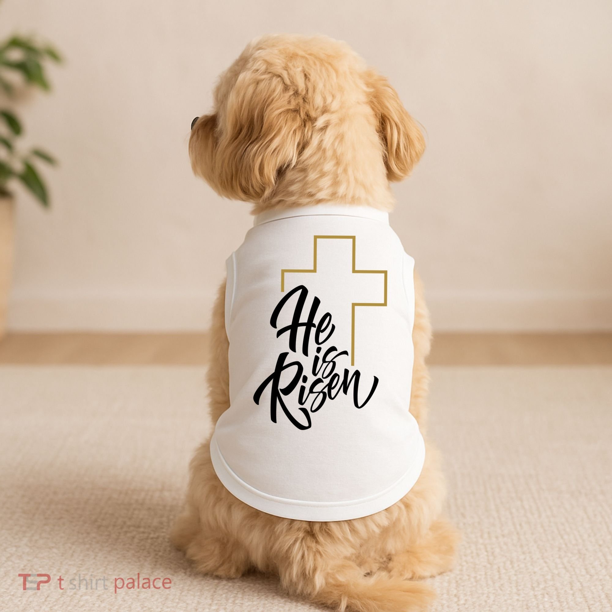 He Is Risen Easter Cross Christian Doggie Tank