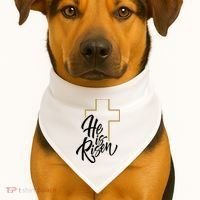 He Is Risen Easter Cross Christian USA-Made Doggie Bandana thumb 1