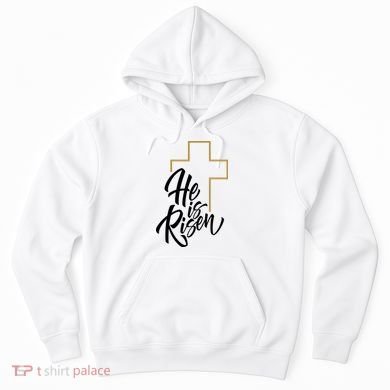 He Is Risen Easter Cross Christian Hoodie