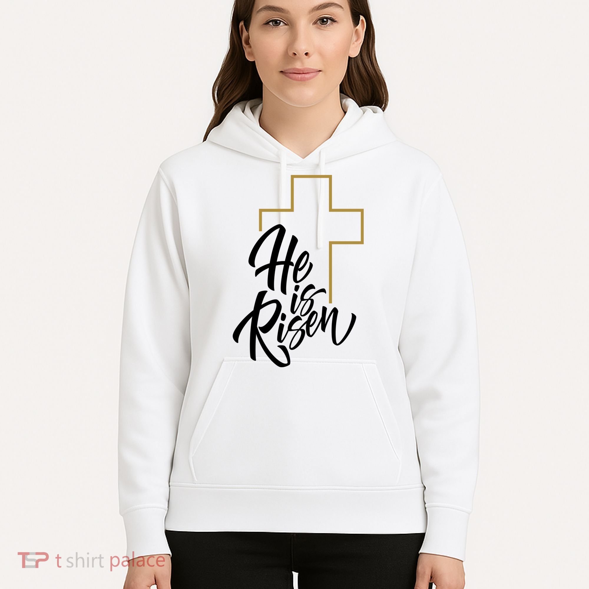 He Is Risen Easter Cross Christian Hoodie