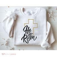 He Is Risen Easter Cross Christian Sweatshirt thumb 2