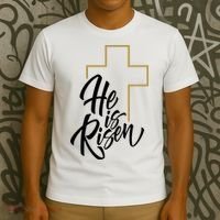 He Is Risen Easter Cross Christian T-Shirt thumb 3