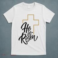 He Is Risen Easter Cross Christian T-Shirt thumb 5