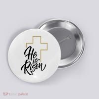 He Is Risen Easter Cross Christian Button thumb 0