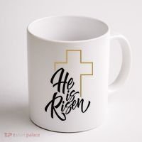 He Is Risen Easter Cross Christian Coffee Mug thumb 1