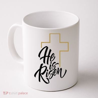 He Is Risen Easter Cross Christian Coffee Mug