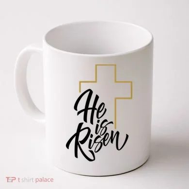 He Is Risen Easter Cross Christian Coffee Mug