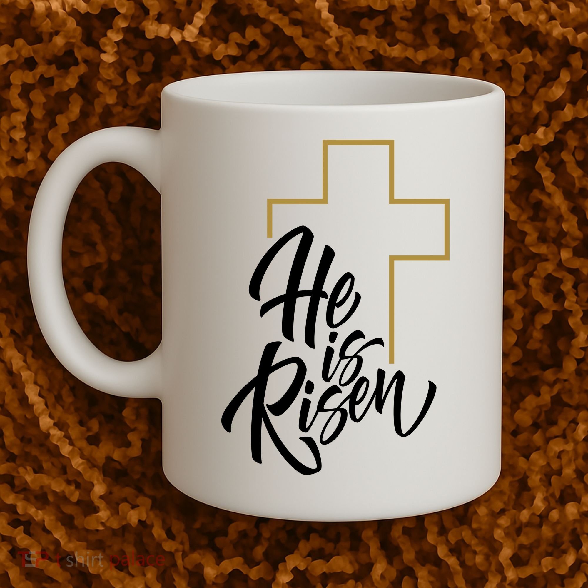 He Is Risen Easter Cross Christian Coffee Mug