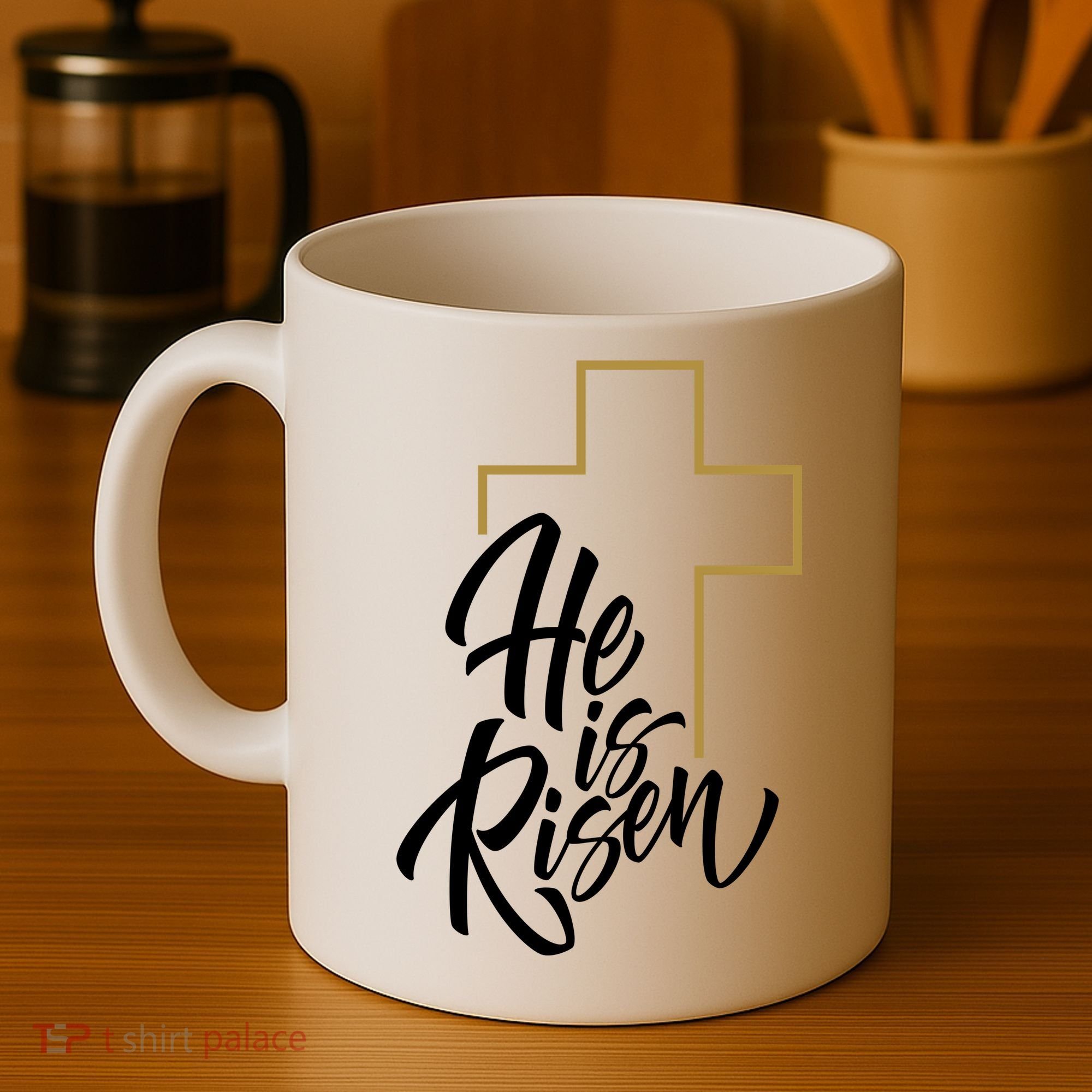 He Is Risen Easter Cross Christian Coffee Mug