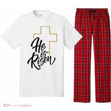 He Is Risen Easter Cross Christian Pajama Set