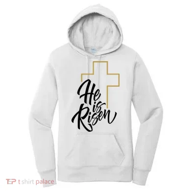 He Is Risen Easter Cross Christian Women's Hoodie