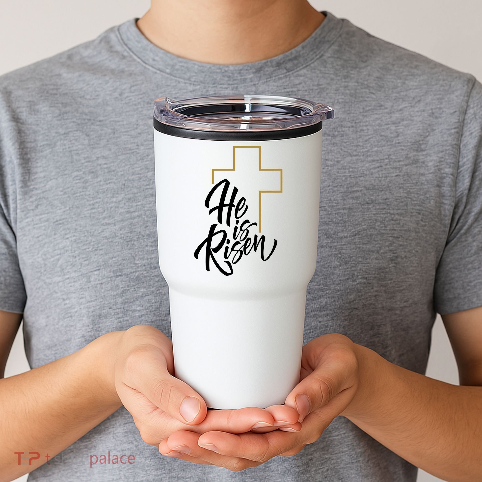 He Is Risen Easter Cross Christian Tumbler