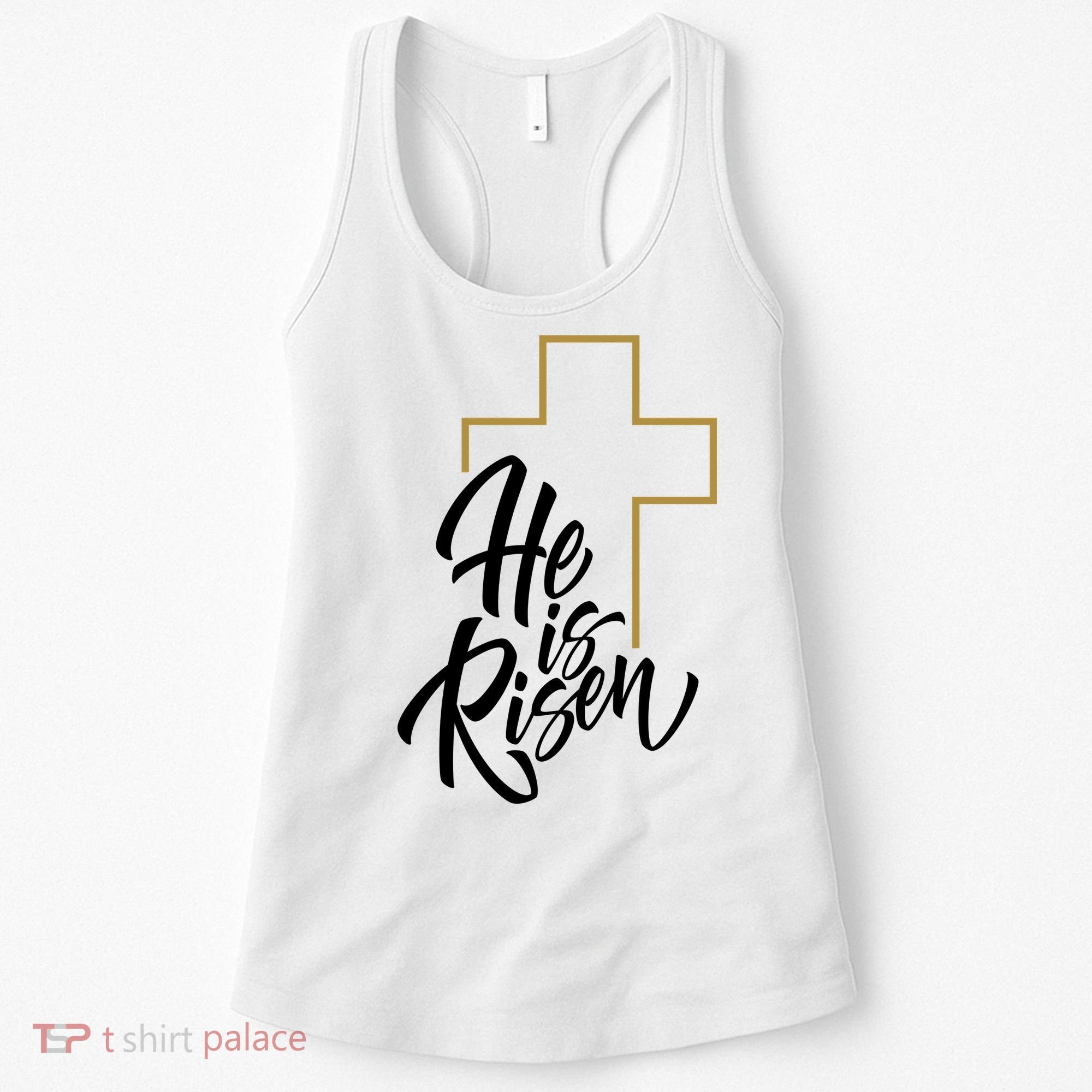 He Is Risen Easter Cross Christian Women's Tank Top