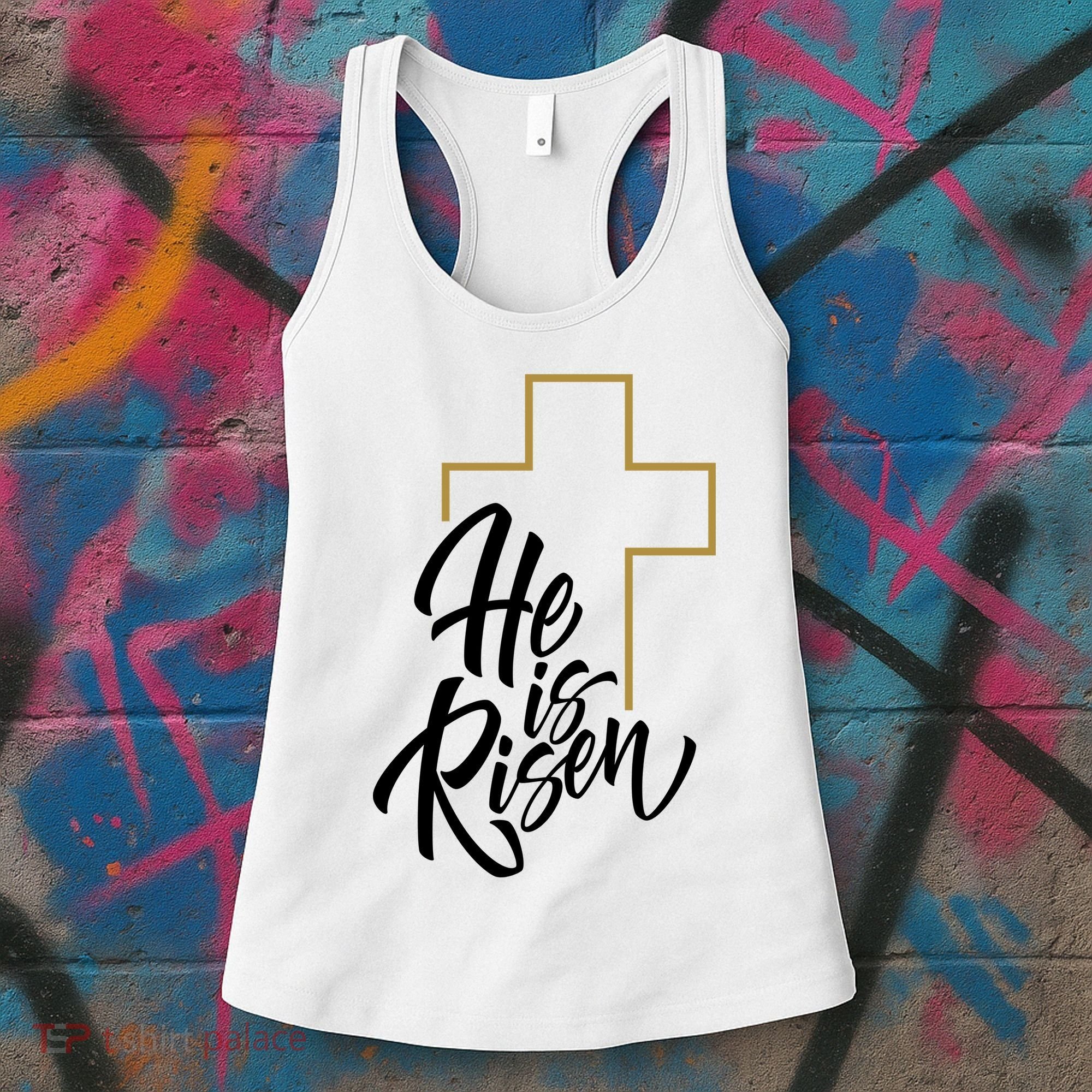 He Is Risen Easter Cross Christian Women's Tank Top